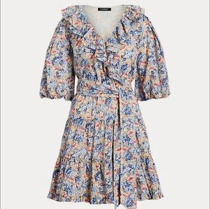 Ralph Lauren Black Label Prairie All Over Floral Print Midi Dress Womans Size 16